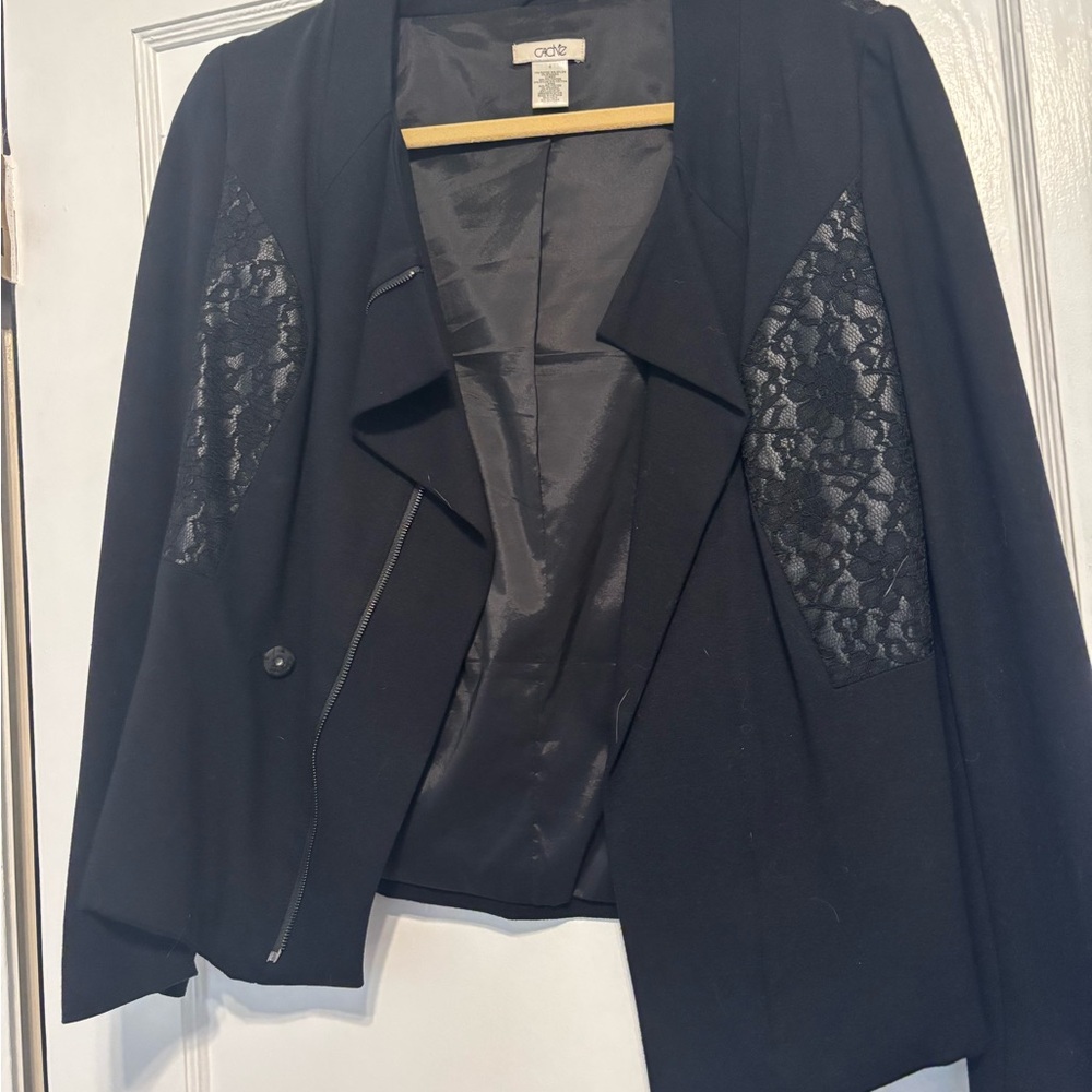 Cache Black Blazer with Lace Detail
